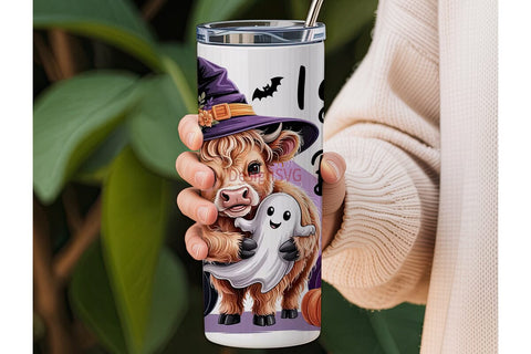 Spooky Highland Cow 20oz Tumbler Wrap Sublimation DesignSVG 