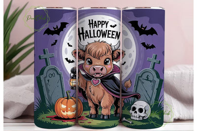 Spooky Highland Cow 20oz Tumbler Wrap Sublimation PixelChick 