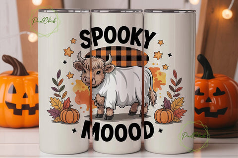 Spooky Highland Cow 20oz Tumbler Wrap Sublimation PixelChick 