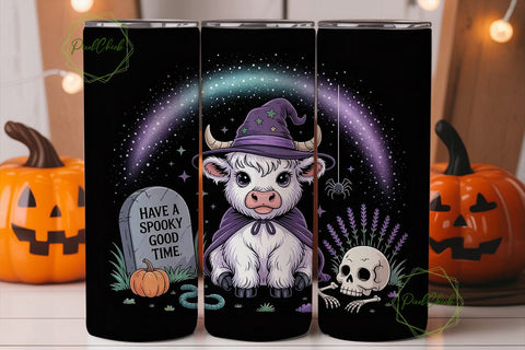 Spooky Highland Cow 20oz Tumbler Wrap Sublimation PixelChick 