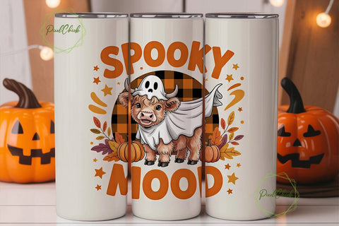 Spooky Highland Cow 20oz Tumbler Wrap Sublimation PixelChick 