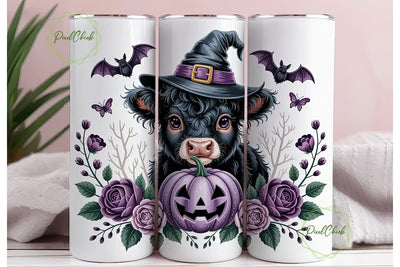 Spooky Highland Cow 20oz Tumbler Wrap Sublimation PixelChick 