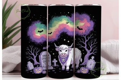 Spooky Highland Cow 20oz Tumbler Wrap Sublimation PixelChick 