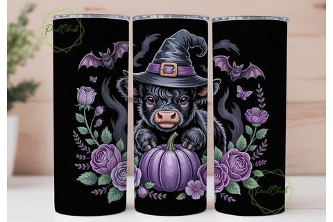 Spooky Highland Cow 20oz Tumbler Wrap Sublimation PixelChick 