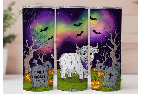 Spooky Highland Cow 20oz Tumbler Wrap Sublimation PixelChick 