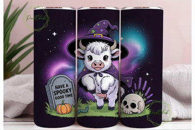 Spooky Highland Cow 20oz Tumbler Wrap Sublimation PixelChick 