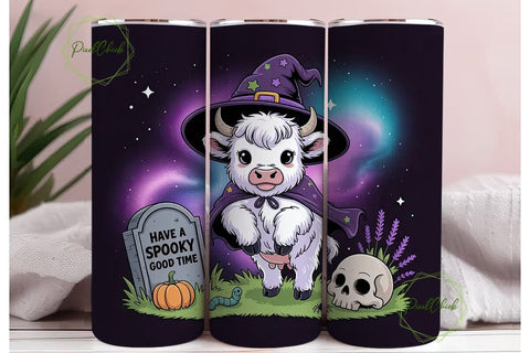 Spooky Highland Cow 20oz Tumbler Wrap Sublimation PixelChick 