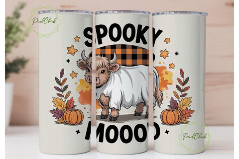 Spooky Highland Cow 20oz Tumbler Wrap Sublimation PixelChick 