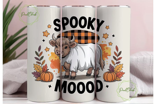 Spooky Highland Cow 20oz Tumbler Wrap Sublimation PixelChick 