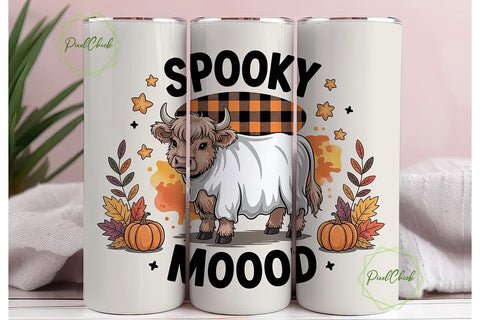 Spooky Highland Cow 20oz Tumbler Wrap Sublimation PixelChick 