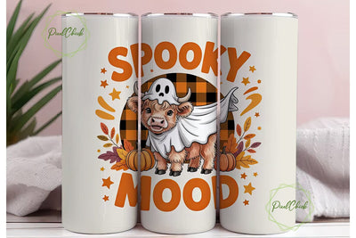 Spooky Highland Cow 20oz Tumbler Wrap Sublimation PixelChick 