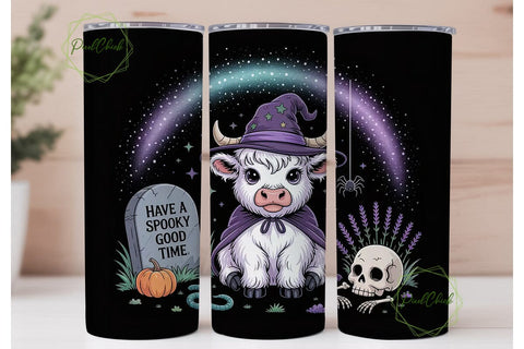 Spooky Highland Cow 20oz Tumbler Wrap Sublimation PixelChick 