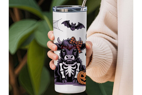 Spooky Highland Cow Calf 20oz Tumbler Sublimation DesignSVG 
