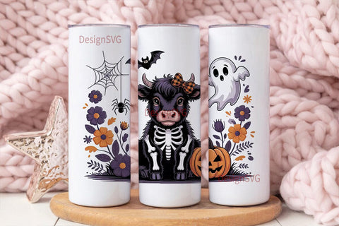 Spooky Highland Cow Calf 20oz Tumbler Sublimation DesignSVG 