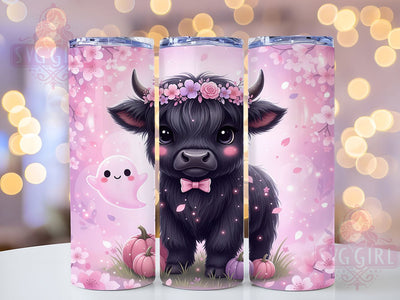 Spooky Highland Cow Ghost Halloween Tumbler, Ghost Cow Wrap, Spooky Farmhouse Cup, 20Oz Sublimation Tumbler, Haunted Country Drinkware, Highland Cow Lover Gift, Rustic Halloween Wrap Sublimation SvggirlplusArt 