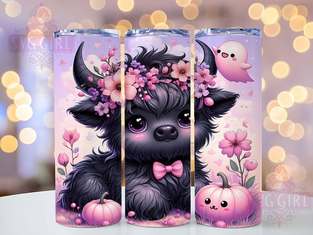 Spooky Highland Cow Ghost Halloween Tumbler, Ghost Cow Wrap, Spooky Farmhouse Cup, 20Oz Sublimation Tumbler, Haunted Country Drinkware, Highland Cow Lover Gift, Rustic Halloween Wrap Sublimation SvggirlplusArt 