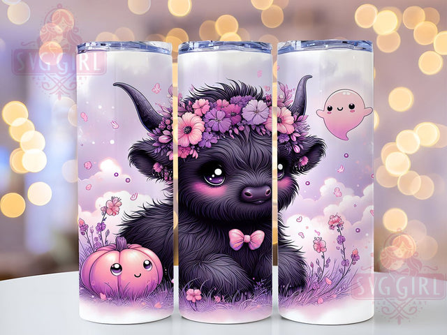 Spooky Highland Cow Ghost Halloween Tumbler, Ghost Cow Wrap, Spooky Farmhouse Cup, 20Oz Sublimation Tumbler, Haunted Country Drinkware, Highland Cow Lover Gift, Rustic Halloween Wrap Sublimation SvggirlplusArt 