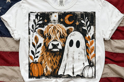 Spooky Highland Cow Ghost PNG Design SVG DesignDestine 