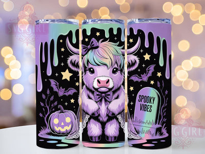 Spooky Highland Cow Halloween Tumbler, Cute Ghoul Wrap, Spooky Vibes Design, 20Oz Skinny Tumbler, Halloween Cow Sublimation, Autumn Cow Drinkware, Funny Spooky Tumbler Sublimation SvggirlplusArt 