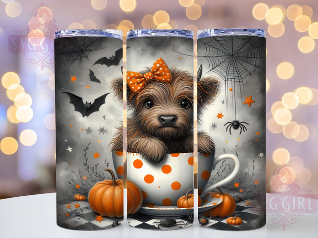 Spooky Highland Cow Halloween Tumbler, Halloween Tumbler, Funny Farm Animal, 20Oz Tumbler Wrap, Sublimation Drinkware, Creepy Cute, Rustic Halloween Sublimation SvggirlplusArt 