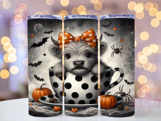 Spooky Highland Cow Halloween Tumbler, Halloween Tumbler, Funny Farm Animal, 20Oz Tumbler Wrap, Sublimation Drinkware, Creepy Cute, Rustic Halloween Sublimation SvggirlplusArt 