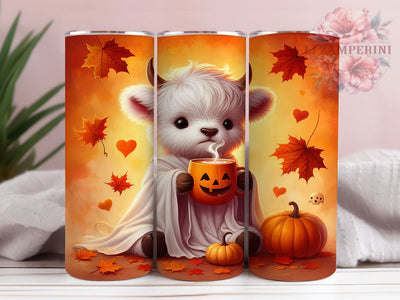 Spooky Highland Cow Rustic Halloween Tumbler, Highland Cow Wrap, Fall Sublimation Design, 20Oz Skinny Tumbler, Spooky Farm Animal Drinkware, Autumn Cow Tumbler, Rustic Halloween Wrap Sublimation Li Zamperini 