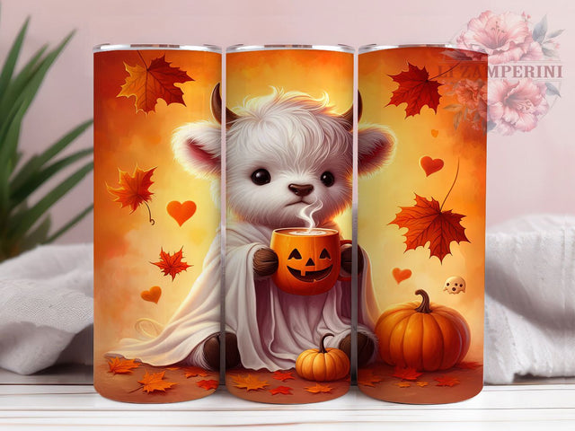 Spooky Highland Cow Rustic Halloween Tumbler, Highland Cow Wrap, Fall Sublimation Design, 20Oz Skinny Tumbler, Spooky Farm Animal Drinkware, Autumn Cow Tumbler, Rustic Halloween Wrap Sublimation Li Zamperini 