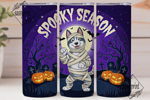 Spooky Husky Halloween 20oz Tumbler Wrap Sublimation sassyprint 