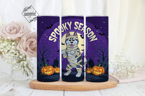 Spooky Husky Halloween 20oz Tumbler Wrap Sublimation sassyprint 
