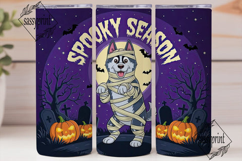 Spooky Husky Halloween 20oz Tumbler Wrap Sublimation sassyprint 