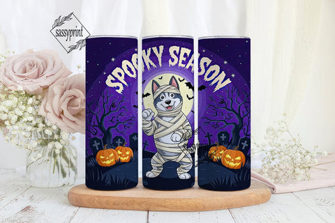 Spooky Husky Halloween 20oz Tumbler Wrap Sublimation sassyprint 