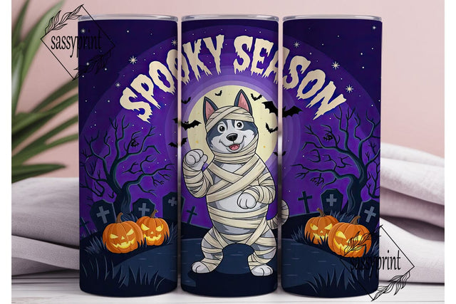 Spooky Husky Halloween 20oz Tumbler Wrap Sublimation sassyprint 