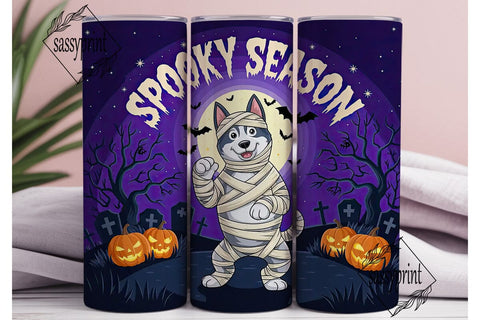 Spooky Husky Halloween 20oz Tumbler Wrap Sublimation sassyprint 