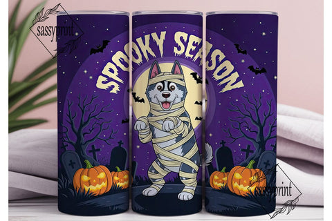Spooky Husky Halloween 20oz Tumbler Wrap Sublimation sassyprint 