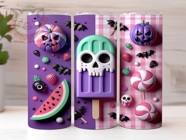 Spooky Ice Cream Ghost Halloween Tumbler, Cute Ghost Wrap, Halloween Ice Cream Cup, Ghost Sublimation Design, 20oz Tumbler Wrap, Cute Spooky Drinkware, Ice Cream Ghost Design Sublimation Lara' s Designs 