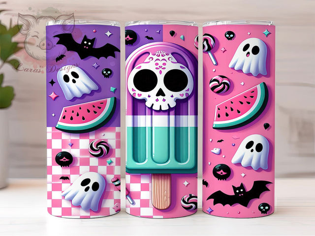 Spooky Ice Cream Ghost Halloween Tumbler, Cute Ghost Wrap, Halloween Ice Cream Cup, Ghost Sublimation Design, 20oz Tumbler Wrap, Cute Spooky Drinkware, Ice Cream Ghost Design Sublimation Lara' s Designs 