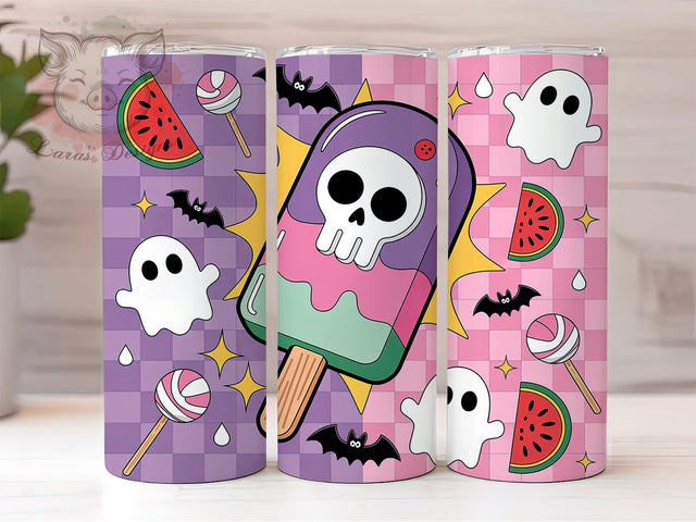 Spooky Ice Cream Ghost Halloween Tumbler, Cute Ghost Wrap, Halloween Ice Cream Cup, Ghost Sublimation Design, 20oz Tumbler Wrap, Cute Spooky Drinkware, Ice Cream Ghost Design Sublimation Lara' s Designs 