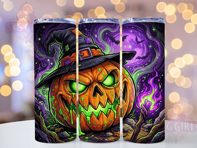 Spooky Jack O Lantern 20oz Tumbler, Halloween Pumpkin, Scary Face, Autumn Theme, Orange Glow, Horror Art, Fall Harvest, Sublimation Wrap Sublimation SvggirlplusArt 