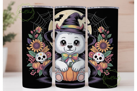 Spooky Kawaii Bear 20oz Tumbler Wrap Sublimation PixelChick 