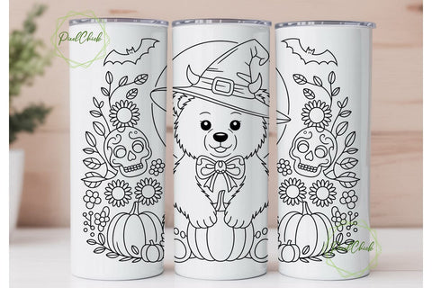 Spooky Kawaii Bear 20oz Tumbler Wrap Sublimation PixelChick 
