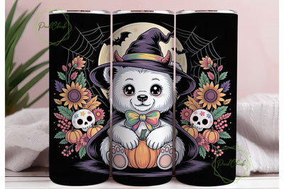 Spooky Kawaii Bear 20oz Tumbler Wrap Sublimation PixelChick 