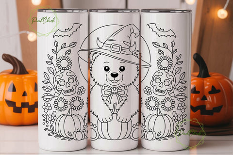 Spooky Kawaii Bear 20oz Tumbler Wrap Sublimation PixelChick 