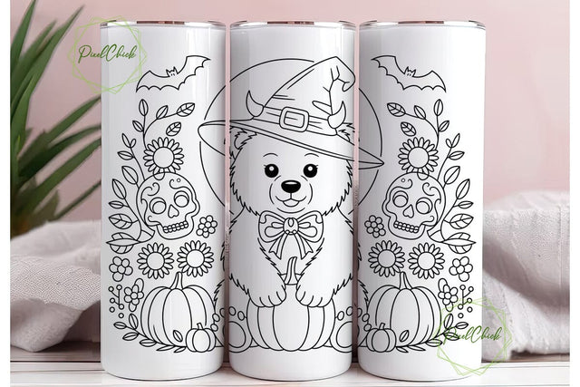 Spooky Kawaii Bear 20oz Tumbler Wrap Sublimation PixelChick 