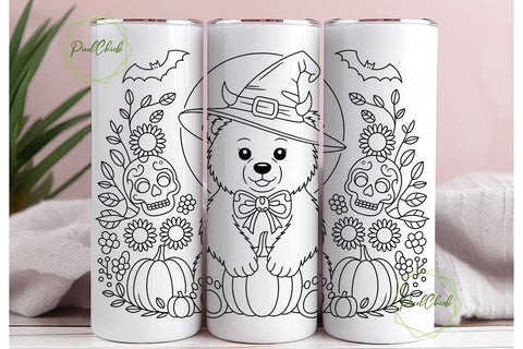 Spooky Kawaii Bear 20oz Tumbler Wrap Sublimation PixelChick 