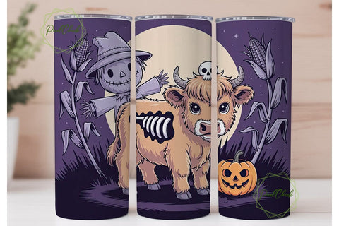Spooky Kawaii Cow 20oz Tumbler Wrap Sublimation PixelChick 