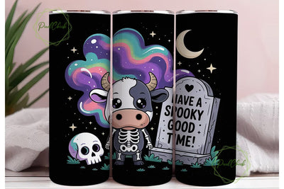 Spooky Kawaii Cow 20oz Tumbler Wrap Sublimation PixelChick 