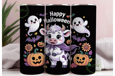 Spooky Kawaii Cow 20oz Tumbler Wrap Sublimation PixelChick 