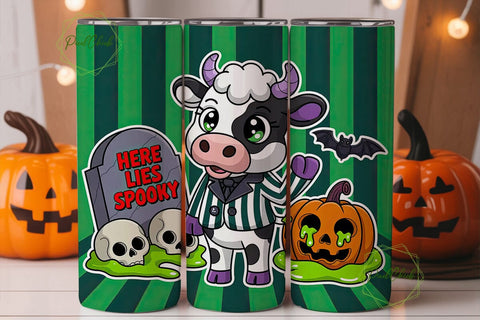 Spooky Kawaii Cow 20oz Tumbler Wrap Sublimation PixelChick 