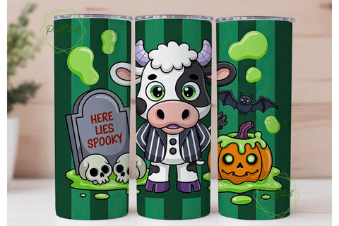 Spooky Kawaii Cow 20oz Tumbler Wrap Sublimation PixelChick 