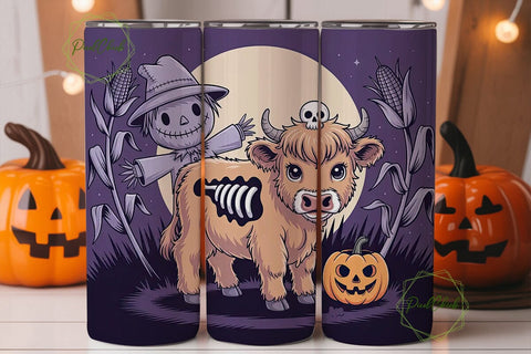 Spooky Kawaii Cow 20oz Tumbler Wrap Sublimation PixelChick 